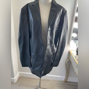 Genuine leather Mens Zara black blazer size XL